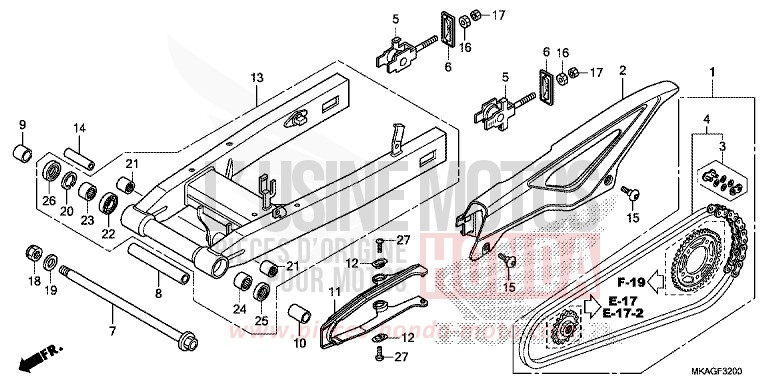 SWINGARM for NC750S CANDY CHROMOSPHERE RED (R381) from 2018