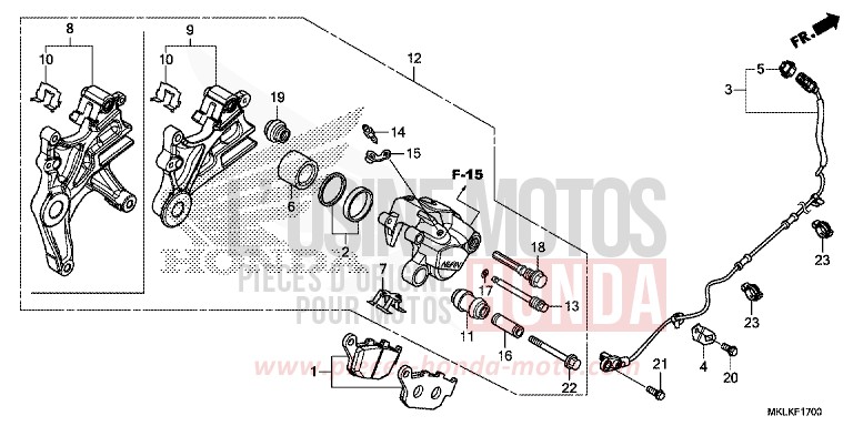 REAR BRAKE CALIPER for NC750S GRAPHITE BLACK (NHB01H) from 2019