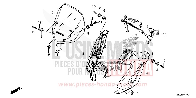 PARE-BRISE for NC750S CANDY CHROMOSPHERE RED (R381) from 2019