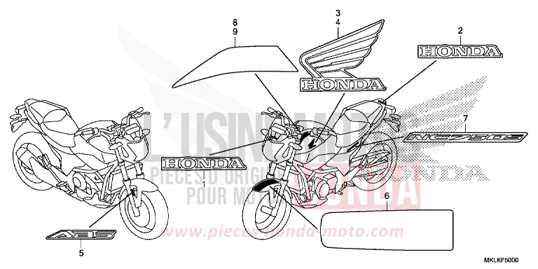 MARQUE/RAYURE for NC750S CANDY CHROMOSPHERE RED (R381) from 2019