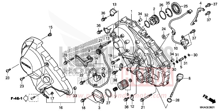 RIGHT CRANKCASE COVER (NC750SD) for NC750S GRAPHITE BLACK (NHB01) from 2016