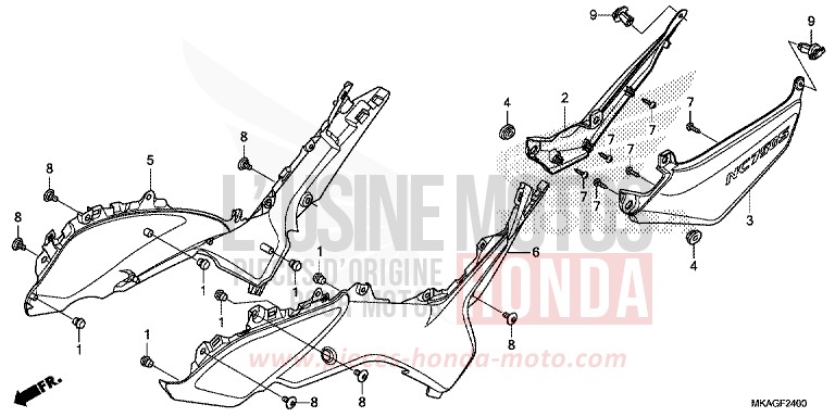 SIDE COVER for NC750S VICTORY RED (R334) from 2016