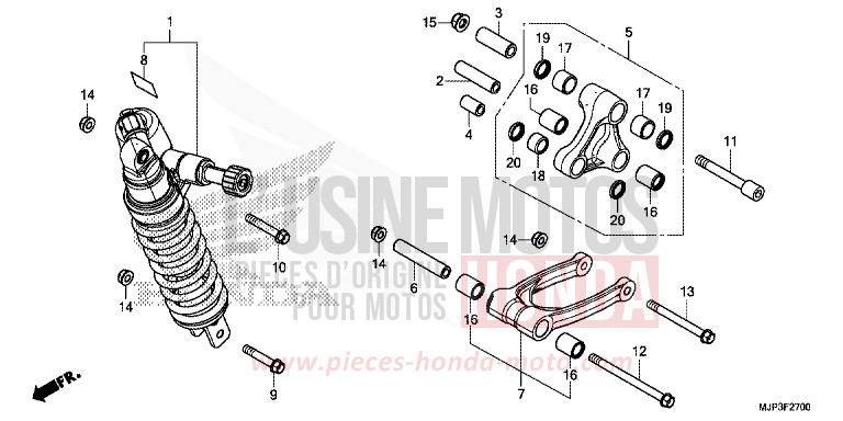 REAR CUSHION for CRF1000 VICTORY RED (R334B) from 2017