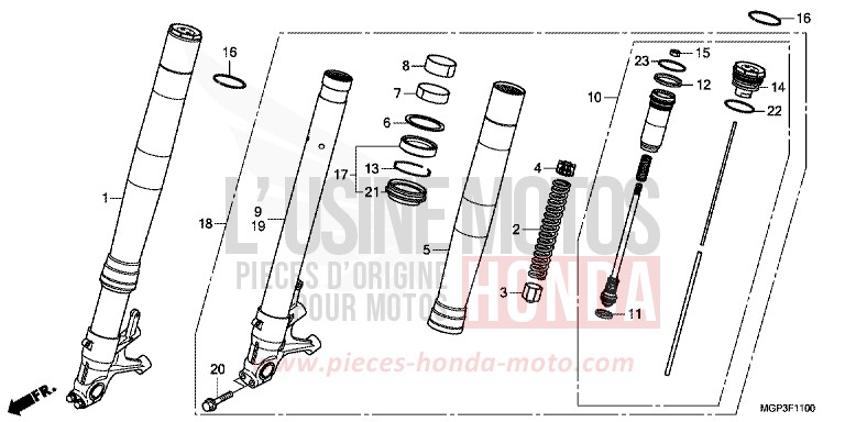 FRONT FORK (CBR1000RR/RA) for CBR1000RR ROSS WHITE (NH196KA) from 2013