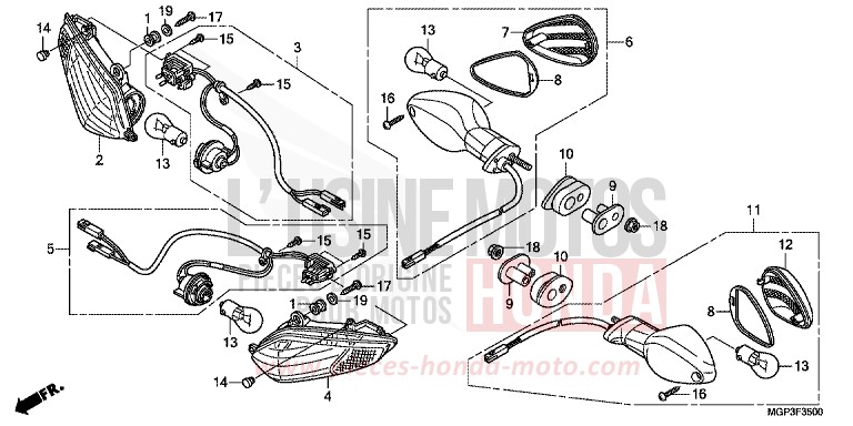 FRECCIA per CBR1000RR ROSS WHITE (NH196KA) del 2013