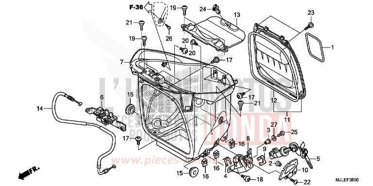 LUGGAGE BOX for NC750SD CANDY ARCADIAN RED (R305) from 2014