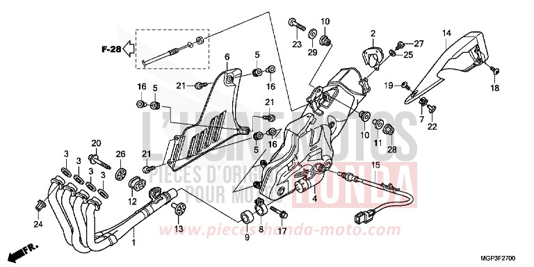 EXHAUST MUFFLER (CBR1000RRC/D/RAC/D) for CBR1000RR VIBRANT ORANGE (YR250HA) from 2013