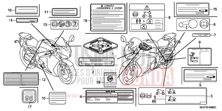 CAUTION LABEL for CBR1000RR VIBRANT ORANGE (YR250HA) from 2013