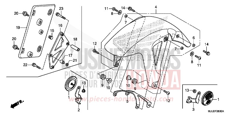 PARAFANGO ANTERIORE per NC750SD CANDY ARCADIAN RED (R305) del 2014