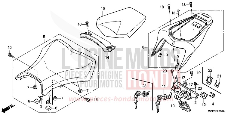 SEAT (CBR1000RR/RA) for CBR1000RR ROSS WHITE (NH196) from 2014