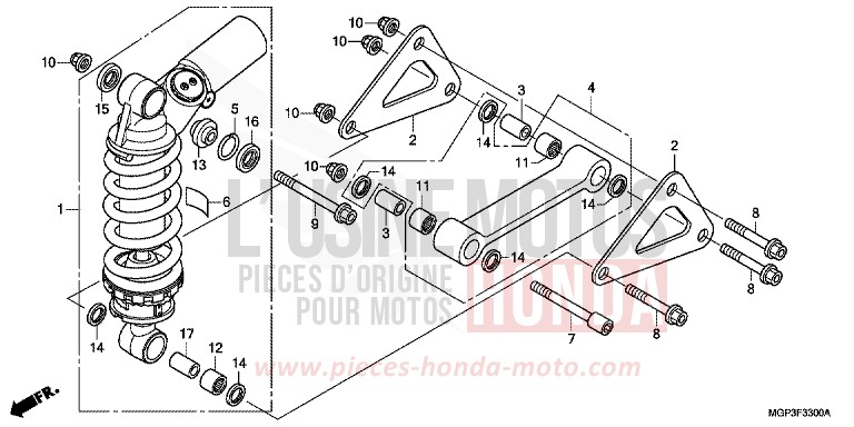 REAR CUSHION (CBR1000RR/RA) for CBR1000RR ROSS WHITE (NH196) from 2014