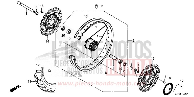 FRONT WHEEL for CRF1000 MAT BALLISTIC BLACK METALLIC (NHA86) from 2017
