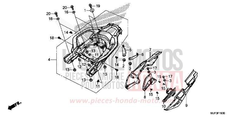 SIDE COVER/REAR CARRIER for CRF1000 MAT BALLISTIC BLACK METALLIC (NHA86) from 2017