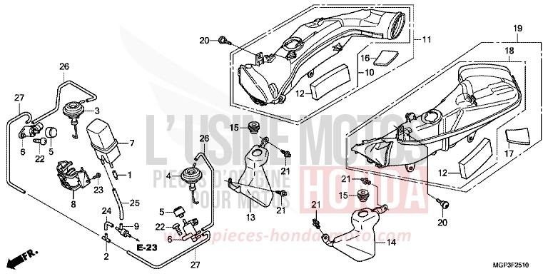 AIR INTAKE DUCT/SOLENOID VALVE for CBR1000RR PEARL GLARE WHITE (NHB53) from 2014