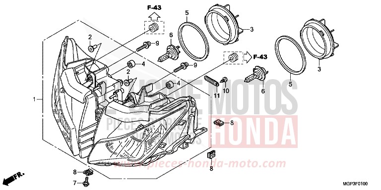 HEADLIGHT for CBR1000RR GRAPHITE BLACK (NHB01) from 2014