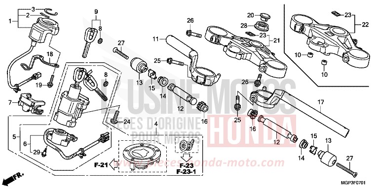 HANDLE PIPE/TOP BRIDGE (CBR1000RRE/RAE/CBR1000S/SA) for CBR1000RR GRAPHITE BLACK (NHB01) from 2014