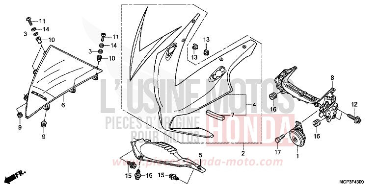 UPPER COWL for CBR1000RR GRAPHITE BLACK (NHB01) from 2014