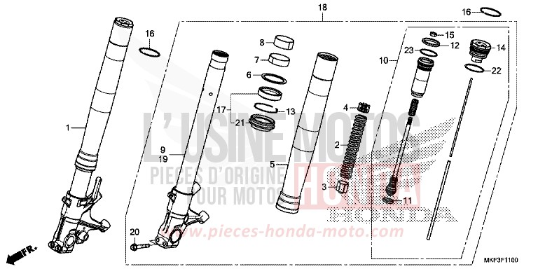 FRONT FORK (CBR1000RR/RA) for CBR1000RA GRAND PRIX RED (R380) from 2018