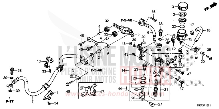 REAR BRAKE MASTER CYLINDER (CBR1000RA/S1/S2) for CBR1000RA GRAND PRIX RED (R380) from 2018