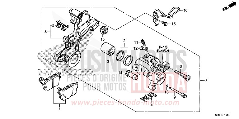 REAR BRAKE CALIPER for CBR1000RA GRAND PRIX RED (R380) from 2018