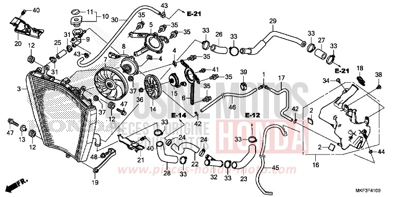 RADIATOR for CBR1000RA GRAND PRIX RED (R380) from 2018