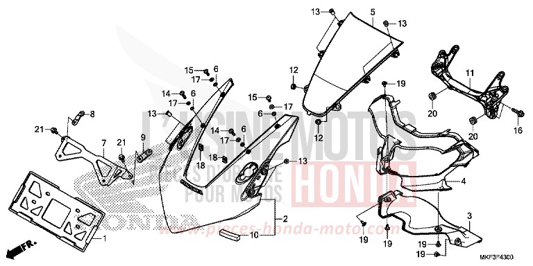 UPPER COWL for CBR1000RA GRAND PRIX RED (R380) from 2018