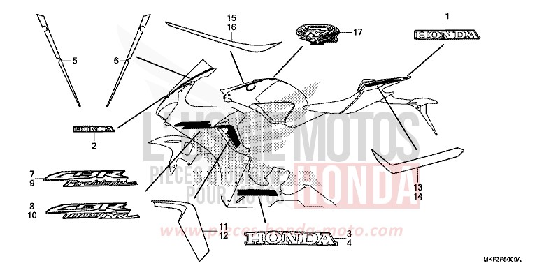 MARK/STRIPE (1) for CBR1000RA MAT BALLISTIC BLACK METALLIC (NHA86) from 2018