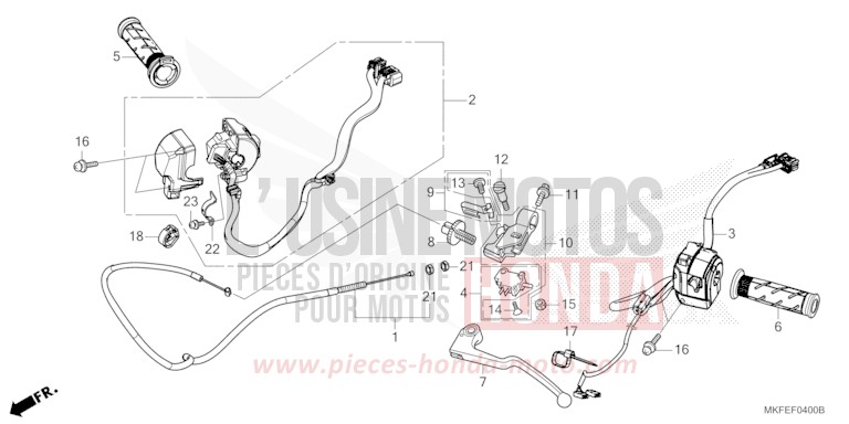 HANDLE LEVER/SWITCH/CABLE for CBR1000RA GRAND PRIX RED (R380) from 2019