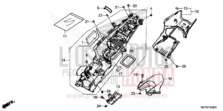 REAR FENDER for CBR1000RA GRAND PRIX RED (R380) from 2019