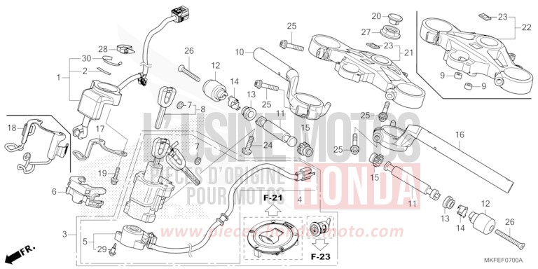 HANDLE PIPE/TOP BRIDGE for CBR1000RA MAT BALLISTIC BLACK METALLIC (NHA86) from 2019