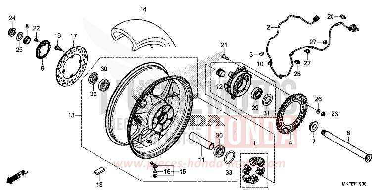 REAR WHEEL for CBR1000RA MAT BALLISTIC BLACK METALLIC (NHA86) from 2019