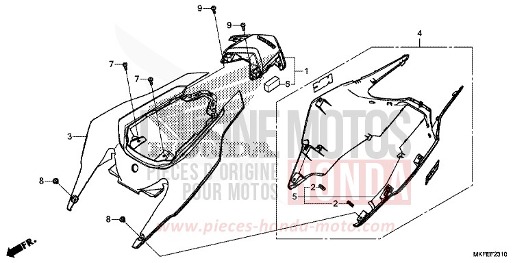 REAR COWL for CBR1000RA MAT BALLISTIC BLACK METALLIC (NHA86) from 2019