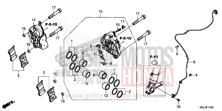 FRONT BRAKE CALIPER for CB1000R CANDY CHROMOSPHERE RED (R381) from 2018