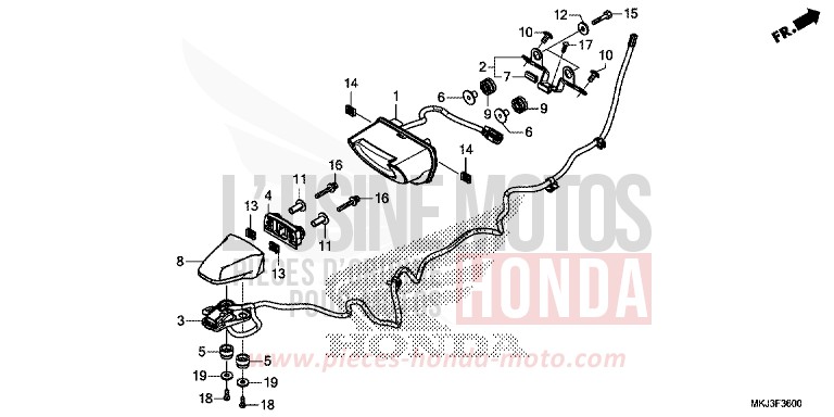 TAILLIGHT/LICENSE LIGHT for CB1000R GRAPHITE BLACK (NHB01) from 2018