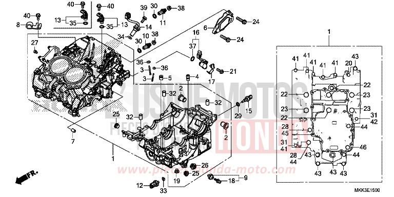 CRANKCASE for CRF1000 VICTORY RED (R334B) from 2018