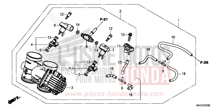 THROTTLE BODY for CRF1000 VICTORY RED (R334B) from 2018