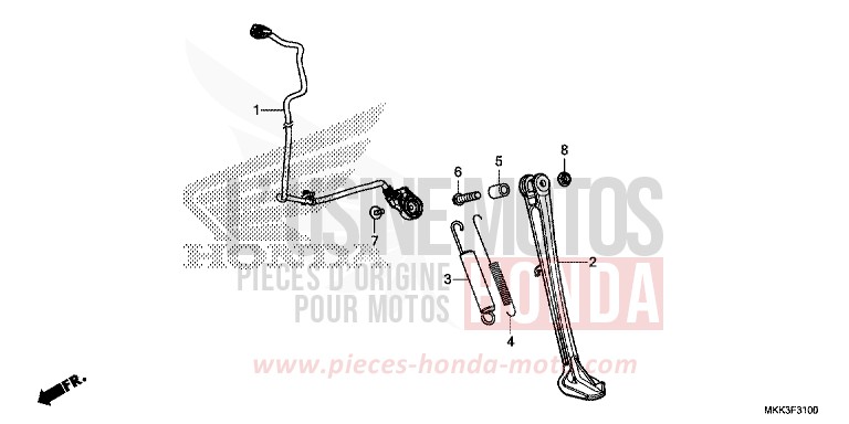 CAVALLETTO LATERALE per CRF1000 VICTORY RED (R334B) del 2018