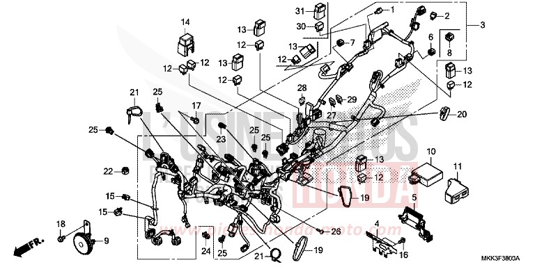 WIRE HARNESS for CRF1000 VICTORY RED (R334B) from 2018