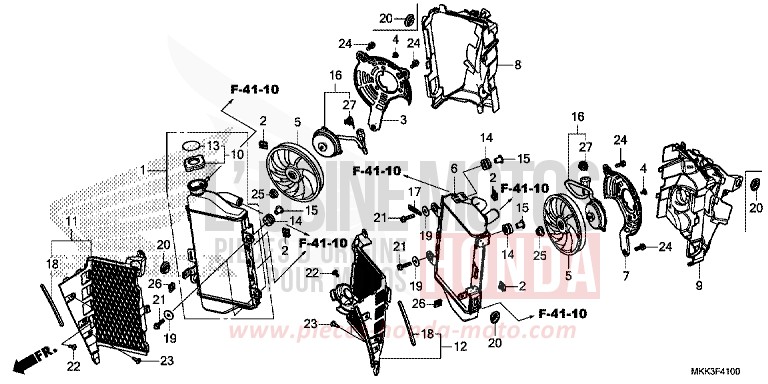 RADIATORE per CRF1000 VICTORY RED (R334B) del 2018