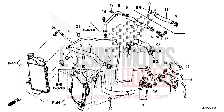 RADIATOR HOSE/WATER PIPE for CRF1000 VICTORY RED (R334B) from 2018