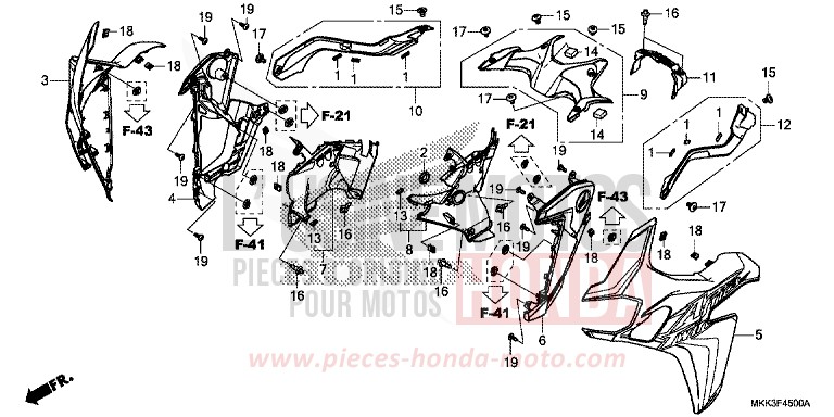 MIDDLE COWL (CRF1000A/AL/D/DL) for CRF1000 VICTORY RED (R334B) from 2018