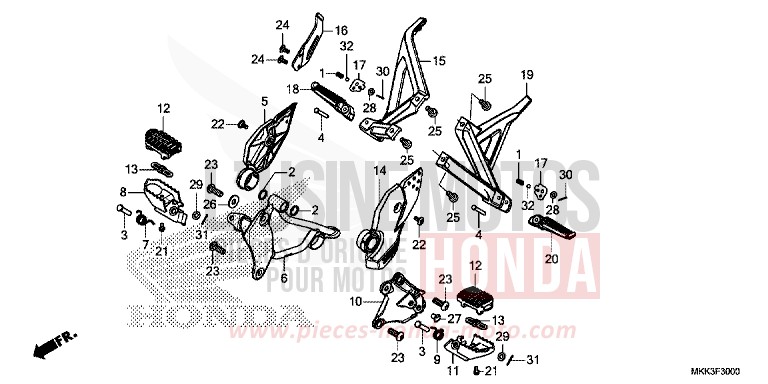 PEDANA per CRF1000 CANDY CHROMOSPHERE RED (R381) del 2018