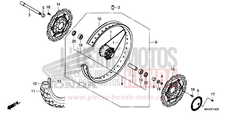 RUOTA ANTERIORE per CRF1000 MAT BALLISTIC BLACK METALLIC (NHA86) del 2018