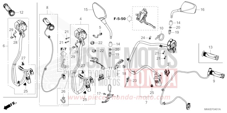SWITCH/CABLE (CRF1000D/D2/DL/DL2) for CRF1000 GLINT WAVE BLUE METALLIC (B197X) from 2019