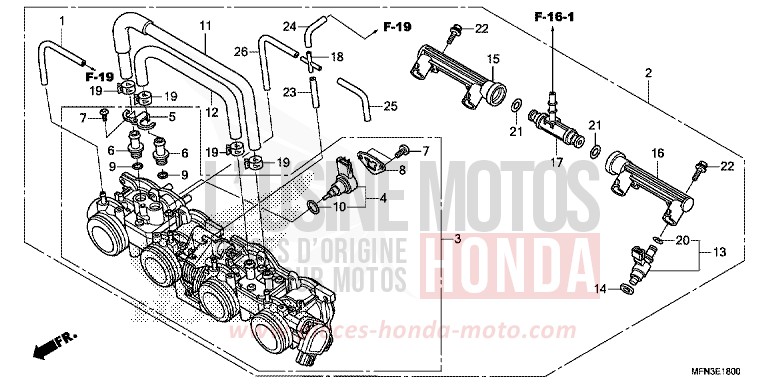 THROTTLE BODY for CB1000R HYPER RED (R348B) from 2015