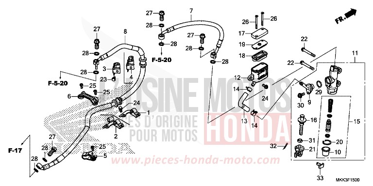 REAR BRAKE MASTER CYLINDER for CRF1000 PEARL GLARE WHITE (NHB53HB) from 2018