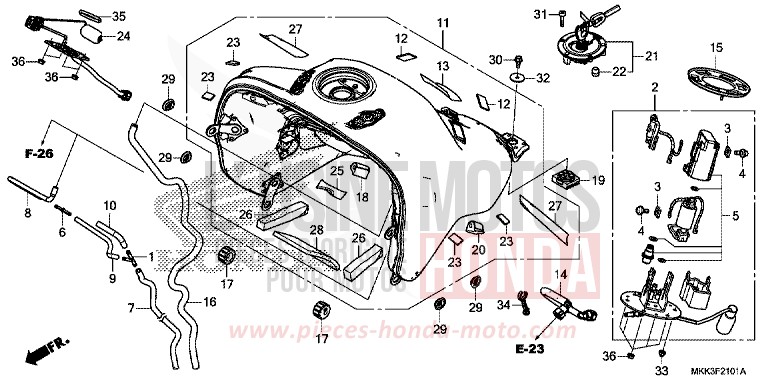FUEL TANK/FUEL PUMP (CRF1000A2/AL2/D2/DL2) for CRF1000 PEARL GLARE WHITE (NHB53HB) from 2018