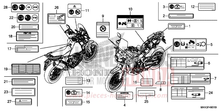 CAUTION LABEL (CRF1000A2/AL2/D2/DL2) for CRF1000 PEARL GLARE WHITE (NHB53HB) from 2018