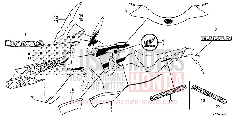 MARK/STRIPE (4) for CRF1000 PEARL GLARE WHITE (NHB53HB) from 2018