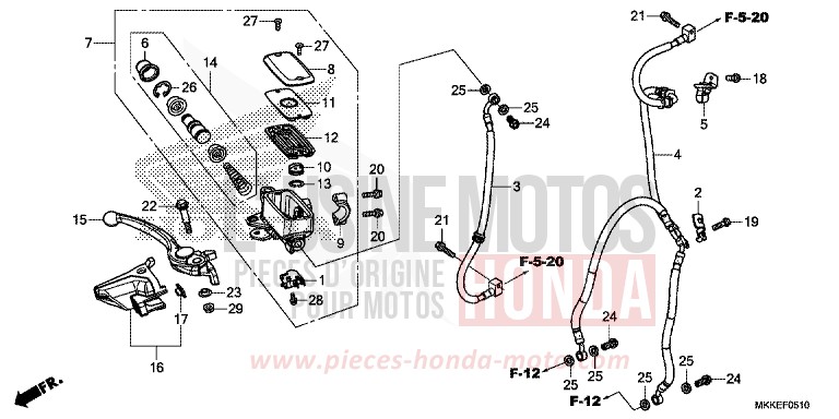 FR. BRAKE MASTER CYLINDER for CRF1000 GRAND PRIX RED (R380B) from 2019